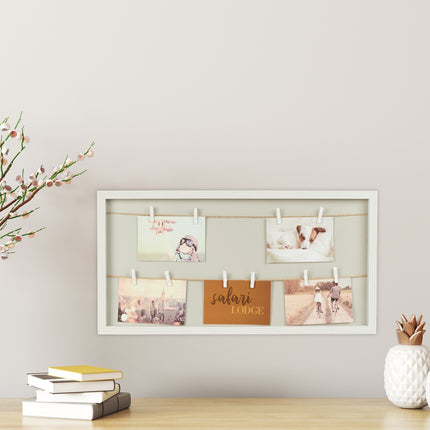 Photo Display Board with Clips & Hanging Rope