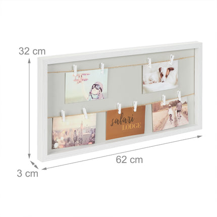 Photo Display Board with Clips & Hanging Rope
