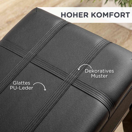 Höhenverstellbare Klavierbank aus schwarzem Leder mit Staufach