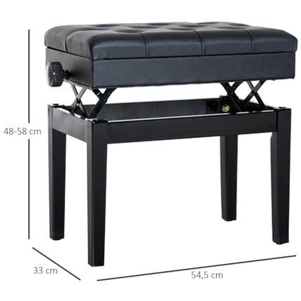 Verstellbare Klavierbank mit Stauraum, 54,5x33x48-58 cm