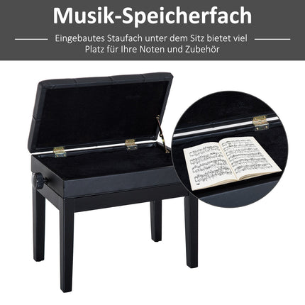Verstellbare Klavierbank mit Stauraum, 54,5x33x48-58 cm