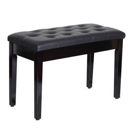 Black Piano bench in artificial leather with storage, 76x36x50 cm
