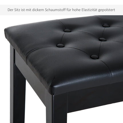 Black Piano bench in artificial leather with storage, 76x36x50 cm
