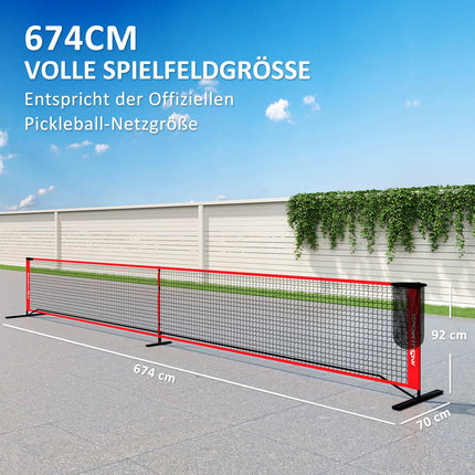 Tragbares 6,7 m Pickleball-Netzset mit Spielfeldmarkierungen