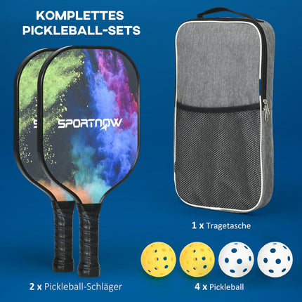 Ensemble de raquettes de pickleball en fibre de verre avec 2 raquettes, 4 balles et sac de transport pour adultes