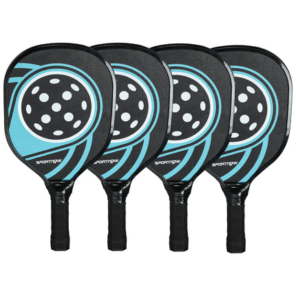 Pickleball Set: 4 Paddles, 4 Balls, Carry Bag, Blue/Black