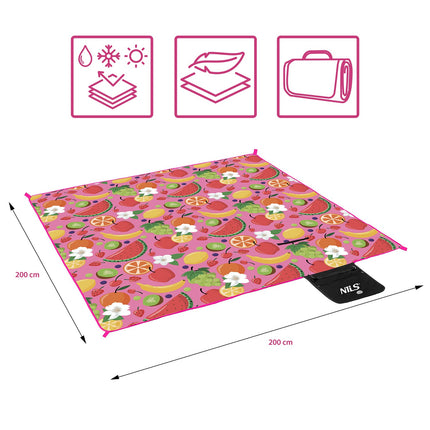 Picnic Mat, Fruit Design, 200x200 cm, PE Alu