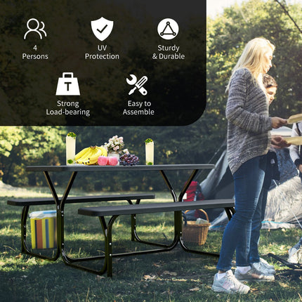 Picknicktisch mit 2 Bänken, HDPE-Platte, für 4 Personen