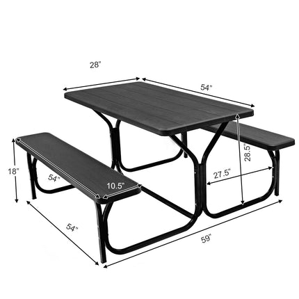 Picknicktisch mit 2 Bänken, HDPE-Platte, für 4 Personen