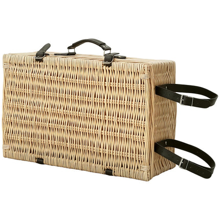 Picknickmand van wilgenhout, picknickkoffer voor 4 personen met geïsoleerd koelvak, picknickdeken, bestekset, picknickset, complete set voor kamperen, strand, Kerstmis, natuurlijk hout