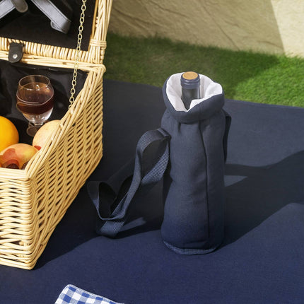 Picknickmand van wilgenhout, picknickkoffer voor 4 personen met geïsoleerd koelvak, picknickdeken, bestekset, picknickset, complete set voor kamperen, strand, Kerstmis, natuurlijk hout