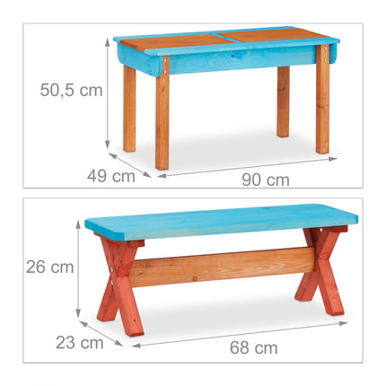 Picnic table for children with parasol