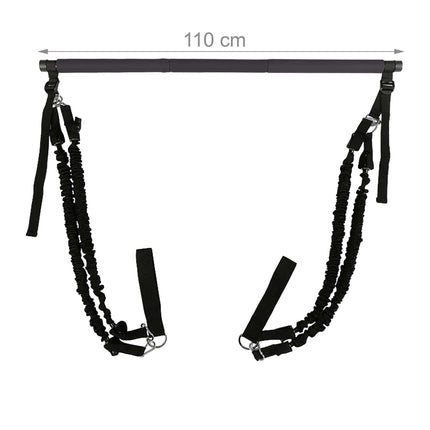 Pilates Bar Kit with 4 Resistance Bands and Door Anchor, 30–160 lbs, Black