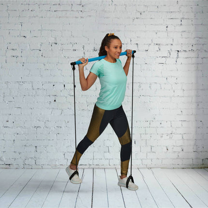 Pilates bar with resistance bands