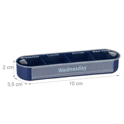 Pillbox 7 days 4 compartments English