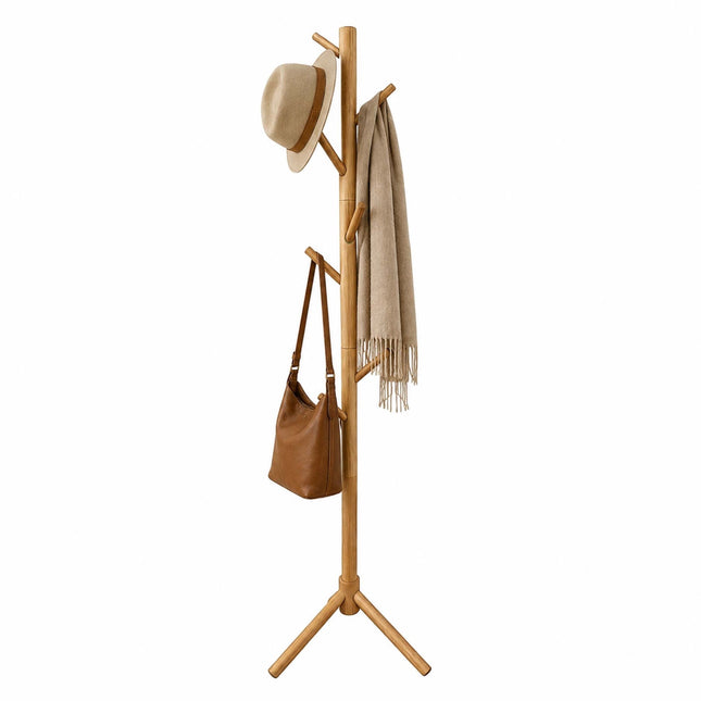 Pine Coat Stand with 8 Hooks – Adjustable Height