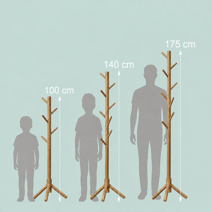 Pine Coat Stand with 8 Hooks – Adjustable Height