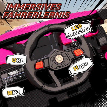 Pink 12V Kids Electric Car with Remote & LED Lights