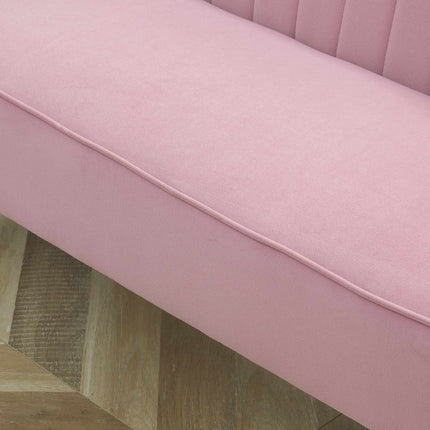 Rosa 2-Sitzer Stoffsofa mit Holzfüßen