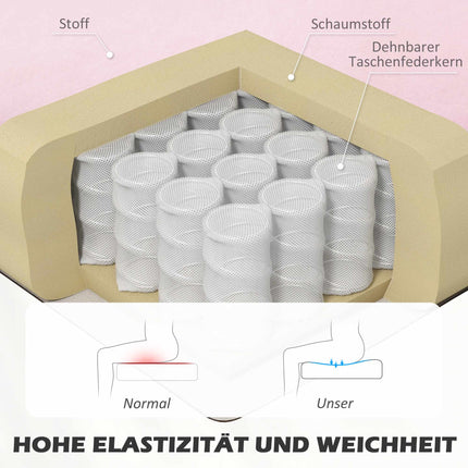 Rosa 2-Sitzer Stoffsofa mit Holzfüßen