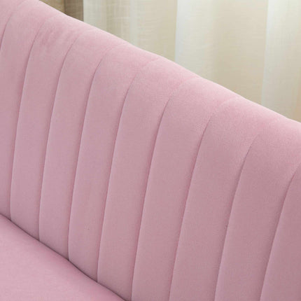 Rosa 2-Sitzer Stoffsofa mit Holzfüßen