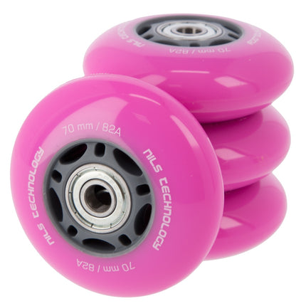 Pink 70x24 82A Rollen (4) + ABEC-7 Kugellager (8) Set