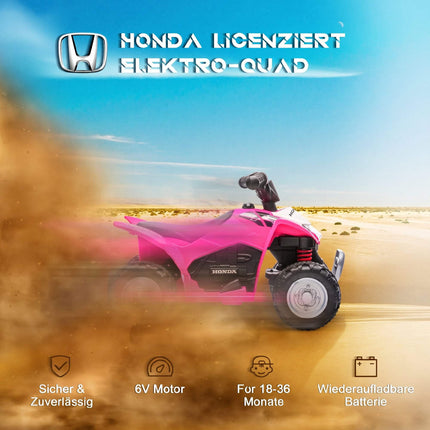 Pink Electric Kids Quad with LED Light, Horn, Wide Tires