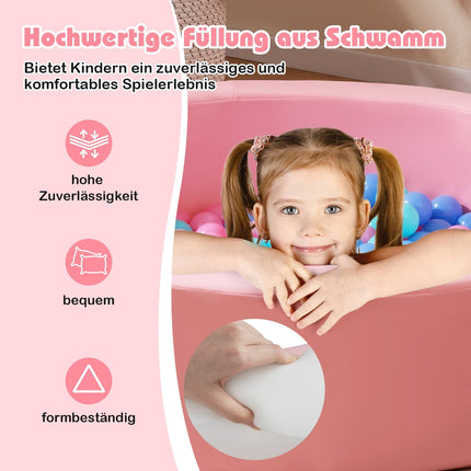 Roze schuimrubberen ballenbak met 200 oceaanballen en een wasbare hoes.