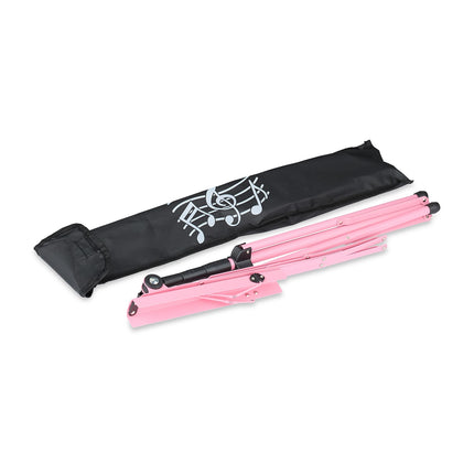 Pink Folding Metal Music Stand with Adjustable Height