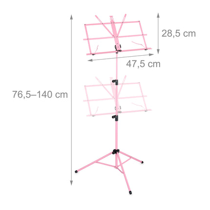Pink Folding Metal Music Stand with Adjustable Height