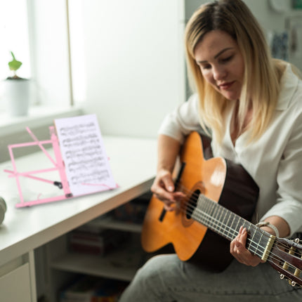 Pink Folding Metal Music Stand with Adjustable Height