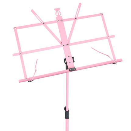 Pink Folding Metal Music Stand with Adjustable Height