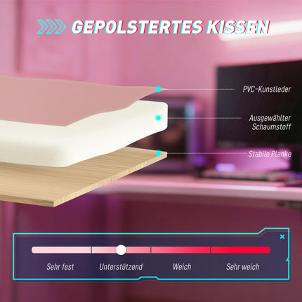 Pinker Gaming-Stuhl mit Katzenohren und Lendenwirbelstütze