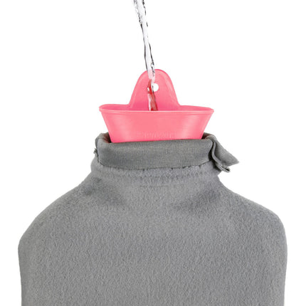Rosa Wärmflasche mit Bezug, 2 Liter Fassungsvermögen