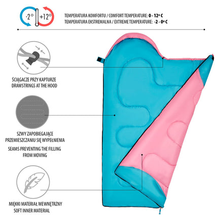 Pink Junior Sleeping Bag – Lightweight, Compact