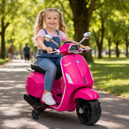 Pink Kids Electric Vespa Motorcycle with Music & Lights