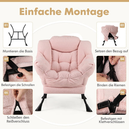 Pink Recliner Chair with Armrests, Side Pocket, Footrest