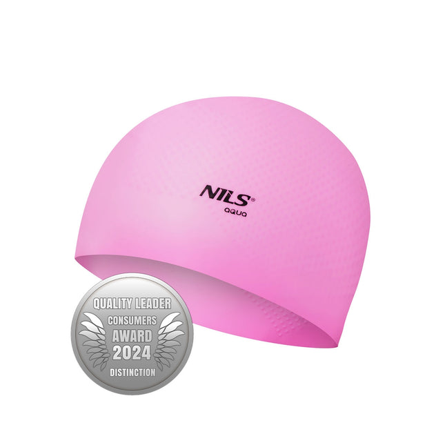 Rosa Silikon-Badekappe, einfarbig, Punkte-Design