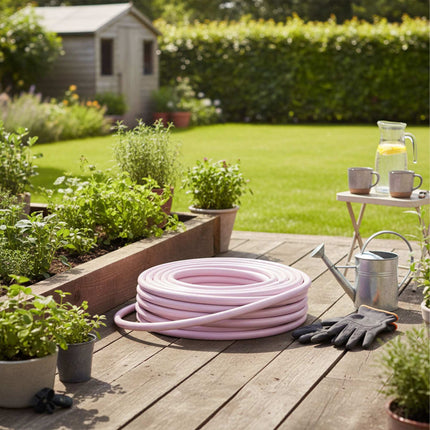 Pink Weatherproof Garden Hose, UV-Resistant, 1/2-Inch