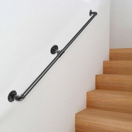 Pipe Stair Handrail Kit, 4 ft Carbon Steel, Wall Mount