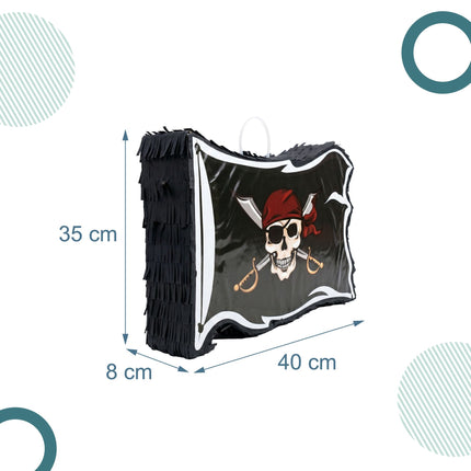 Piratenflaggen-Pinata-Set – Schlagstock und Augenbinde