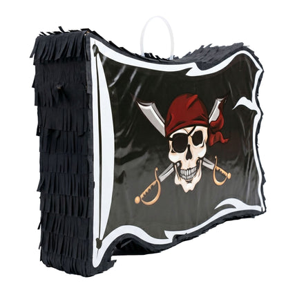 Piratenflaggen-Pinata-Set – Schlagstock und Augenbinde