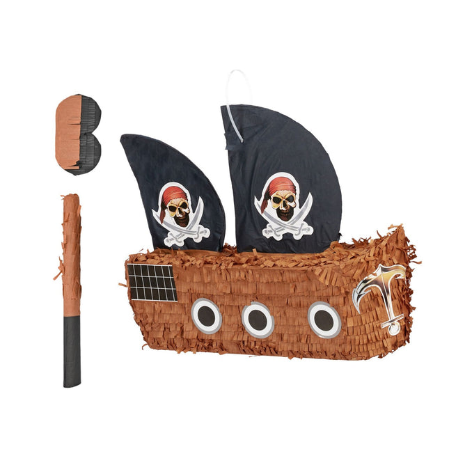 Piňata pirátská loď sada s tyčí a maskou