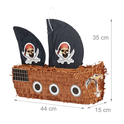 Piratenschiff-Piñata-Set mit Schlagstock und Maske