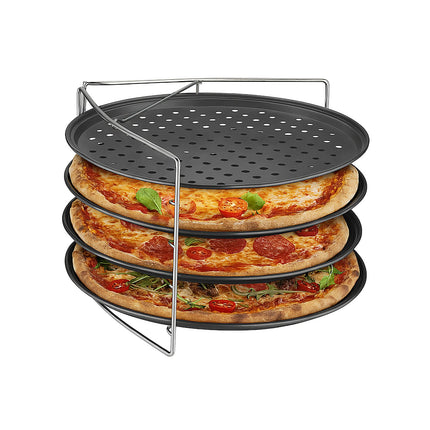 Pizza Baking Trays Set with Rack – Non-Stick, Perforated