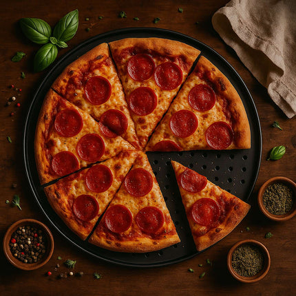 Pizza Baking Trays Set with Rack – Non-Stick, Perforated