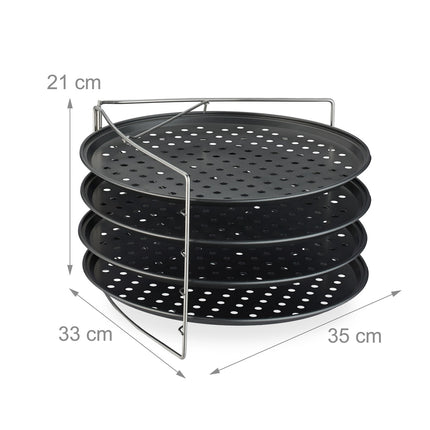 Pizza Baking Trays Set with Rack – Non-Stick, Perforated
