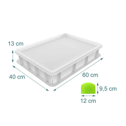 Box na kynutí těsta na pizzu s víkem, pojme 12–16 bochánků