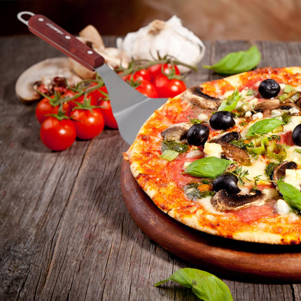 Pizza Slider with red-brown wooden handle