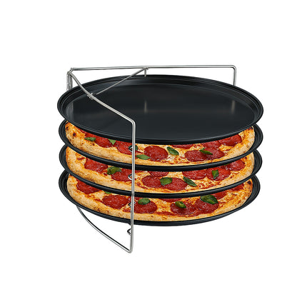 Pizzablech-Set mit Ständer – 4 antihaftbeschichtete Bleche